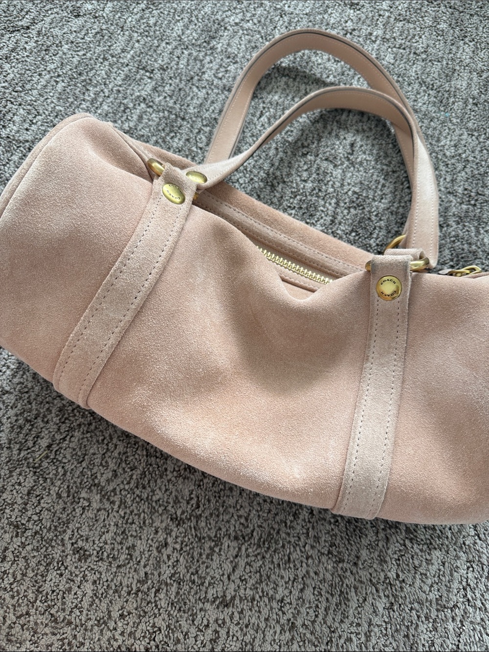 Coach Blush Suede Shoulder Bag with Gold Hardware - Picture 3 of 6
